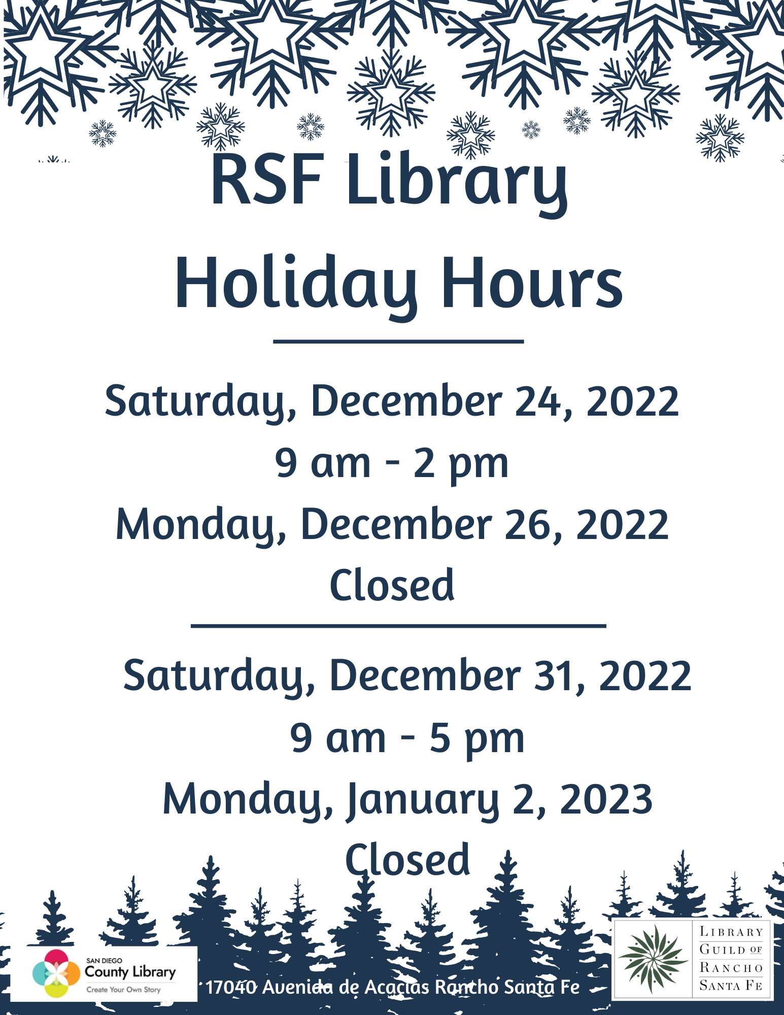 RSF Library Hours Library Guild of Rancho Santa Fe